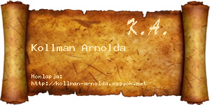 Kollman Arnolda névjegykártya